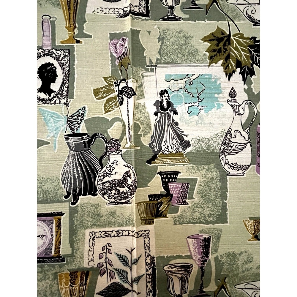 2+YDS Biomorphic Butterfly Cameo Purple MCM 1950's Barkcloth Fabric 34" x 82" - Picture 6 of 9